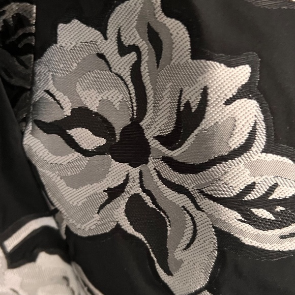 Lauren RL Size 14 Sleeveless Dress Black w Floral Brocade A-Line POCKETS V-Back - Picture 11 of 14